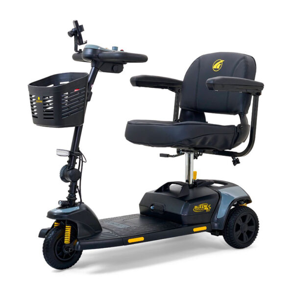 Buzzaround XLS-HD 3-Wheel Mobility Scooter featuring a padded stadium-style seat and compact, portable design.