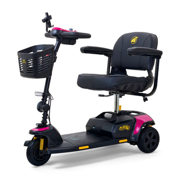 Buzzaround XLS-HD 3-Wheel Mobility Scooter featuring a padded stadium-style seat and compact, portable design.