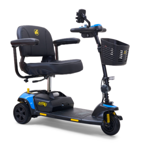 Buzzaround XLS-HD 3-Wheel Mobility Scooter featuring a padded stadium-style seat and compact, portable design.