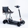 Feathe 27X Scooter 2 Feather 27X Scooter, ultra-lightweight at 27 lbs, folded compactly for travel, black with red accents, four-wheel design.