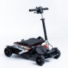 Feathe 27X Scooter 9 Feather 27X Scooter, ultra-lightweight at 27 lbs, folded compactly for travel, black with red accents, four-wheel design.