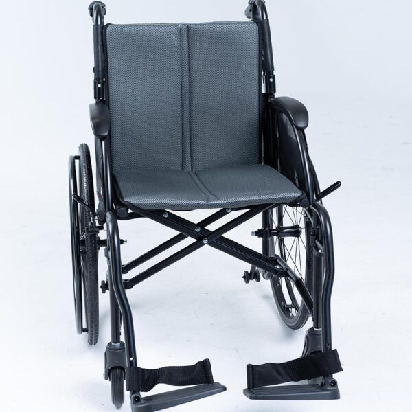 Feather Chair manual wheelchair, ultra-light at 13 lbs, featuring an aluminum frame, large rear wheels, and a foldable design for easy transport and storage.