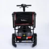 Feather Scooter in black with red trim, lightweight at 37 lbs, foldable design for easy transport and compact storage.