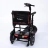 Feather Scooter in black with red trim, lightweight at 37 lbs, foldable design for easy transport and compact storage.