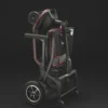 Feather Scooter in black with red trim, lightweight at 37 lbs, foldable design for easy transport and compact storage.