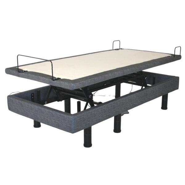 Golden Passport Hi-Low Adjustable Bed with customizable height and mattress options, shown with head and foot sections raised.