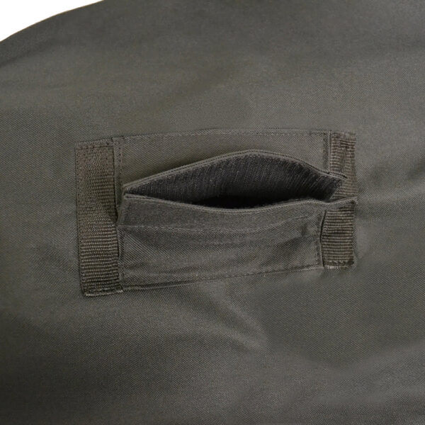 WeatherGuard Power Chair Cover with water-resistant material and hook-and-loop closure, designed to protect mobility devices in all conditions