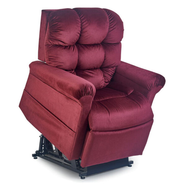 Cloud PR-515 MaxiComfort lift chair with Twilight technology, featuring a plush padded chaise, power-adjustable headrest, and full recline, shown in a stylish living room setting.