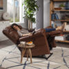 Cloud PR-515 MaxiComfort lift chair with Twilight technology, featuring a plush padded chaise, power-adjustable headrest, and full recline, shown in a stylish living room setting.