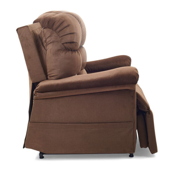 Cloud PR-515 MaxiComfort lift chair with Twilight technology, featuring a plush padded chaise, power-adjustable headrest, and full recline, shown in a stylish living room setting.