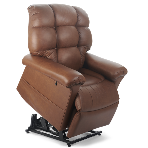 Cloud PR-515 MaxiComfort lift chair with Twilight technology, featuring a plush padded chaise, power-adjustable headrest, and full recline, shown in a stylish living room setting.