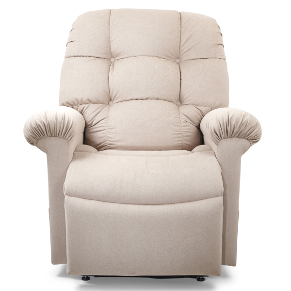 Cloud PR-515 MaxiComfort lift chair with Twilight technology, featuring a plush padded chaise, power-adjustable headrest, and full recline, shown in a stylish living room setting.