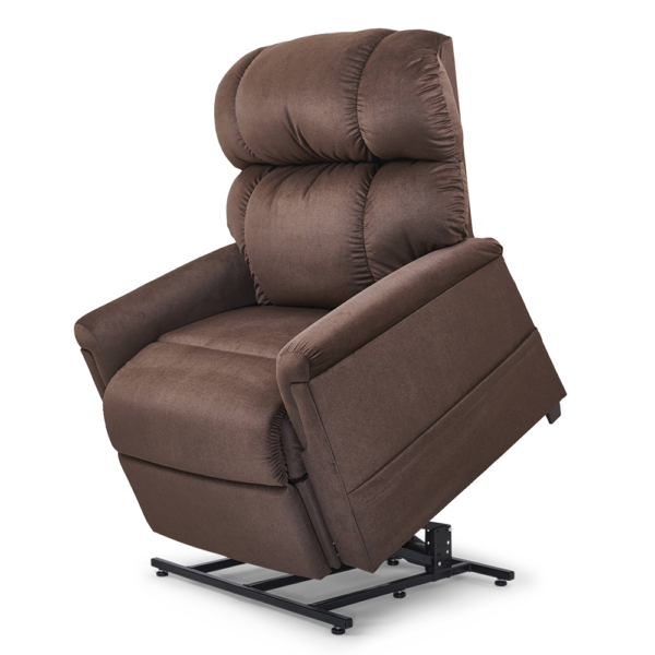 Comforter Series 3-Position Lift Chair with full reclining support and plush padding, shown in a soft fabric.