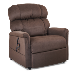 Comforter Series 3-Position Lift Chair with full reclining support and plush padding, shown in a soft fabric.