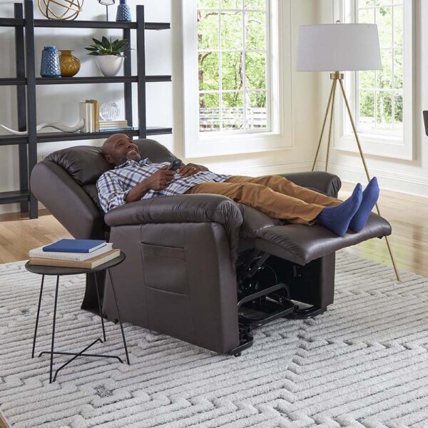 Relaxer PR-766 lift chair with MaxiComfort, offering plush upholstery and zero-gravity positioning.