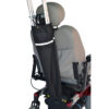 Crutch holder designed for scooters and powerchairs, fits seatbacks of various heights, includes reflective strip for visibility.