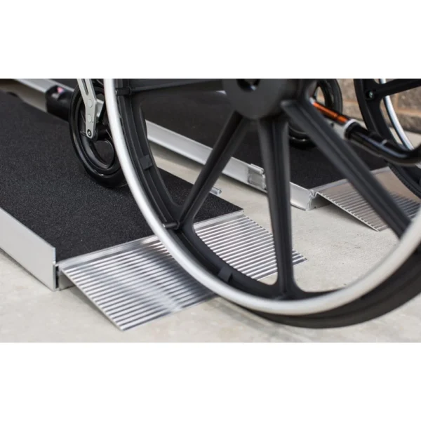 EZ-Access SUITCASE® Advantage Series Ramp folded in half, designed for quick setups and easy transport, providing secure wheelchair and scooter access.