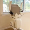 SL600-3-600×400-1 Harmar Pinnacle SL600 Stair Lift installed on a staircase, showcasing its compact folded profile and smooth operation.