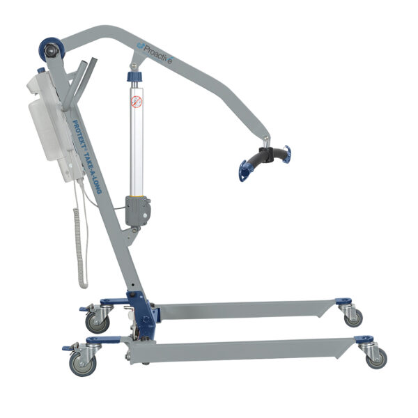 Protekt Take-A-Long Folding Electric Patient Lift, portable and compact design for home and travel use, with 2-point spreader bar and battery power.