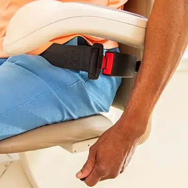 Harmar Pinnacle SL600 Stair Lift installed on a staircase, showcasing its compact folded profile and smooth operation.