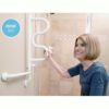 Curve Grab Bar with 360° rotating handle, offering four grip positions for safe transfers in any room.