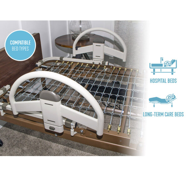 Stander EZ Click LTC Bed Handle installed on a bed, showing the easy click-on design and secure support handle.