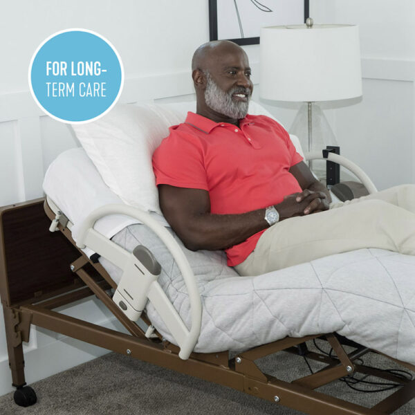 Stander EZ Click LTC Bed Handle installed on a bed, showing the easy click-on design and secure support handle.