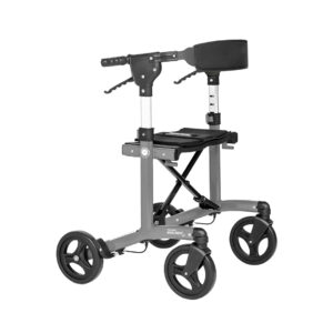 Triumph Escape Petite Rollator with compact folding design, comfortable seat, ergonomic handles, and large wheels for easy mobility and storage.