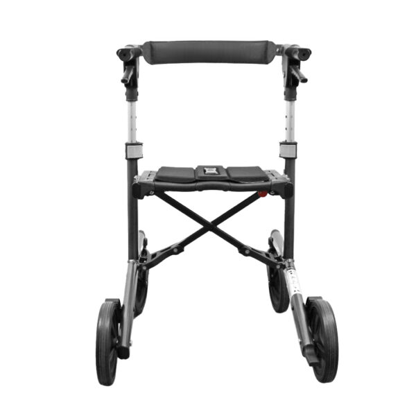 Triumph Escape Petite Rollator with compact folding design, comfortable seat, ergonomic handles, and large wheels for easy mobility and storage.