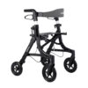Essentials Compact Rollator with shopping bag, backrest, 6” wheels, cane holder, and cup holder in a lightweight, foldable design.