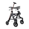 Essentials Compact Rollator with shopping bag, backrest, 6” wheels, cane holder, and cup holder in a lightweight, foldable design.