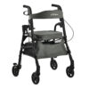 Essentials-Rollator-1-1 Essentials Rollator with padded seat, backrest, 6” swivel wheels, cup holder, and cane holder, designed for portability and convenience.