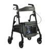 Essentials-Rollator-5 Essentials Rollator with padded seat, backrest, 6” swivel wheels, cup holder, and cane holder, designed for portability and convenience.