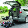 Harmar-RS76_AL600HD-1065_lpr Compact Harmar AL6000 Inside Platform Lift installed in SUV, providing secure transport for powerchairs and scooters.
