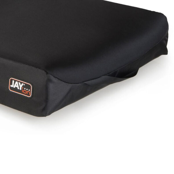 JAY Ion wheelchair cushion with multi-layered foam base and antimicrobial, moisture-resistant covers for advanced comfort and skin protection.