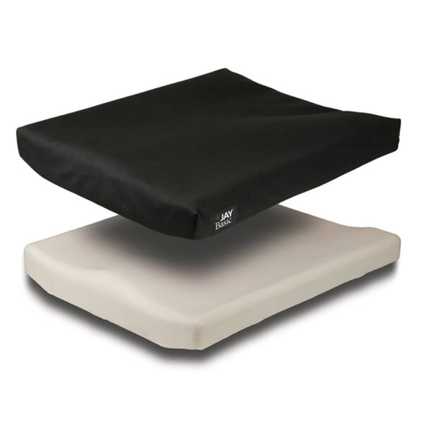 JAY Basic Wheelchair Cushion with a soft foam base, mild contouring, and a lightweight design for basic seating needs.