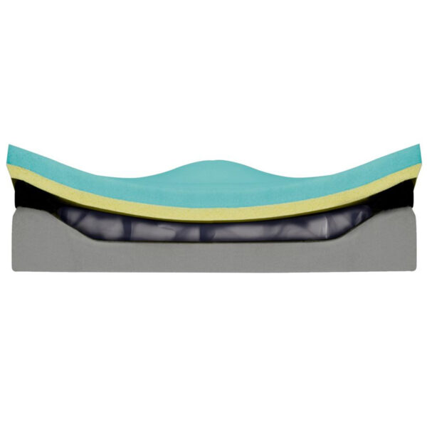 JAY Union wheelchair cushion with JAY Flow™ fluid and memory foam layers, moisture-resistant inner cover, and antimicrobial outer cover for superior skin protection.