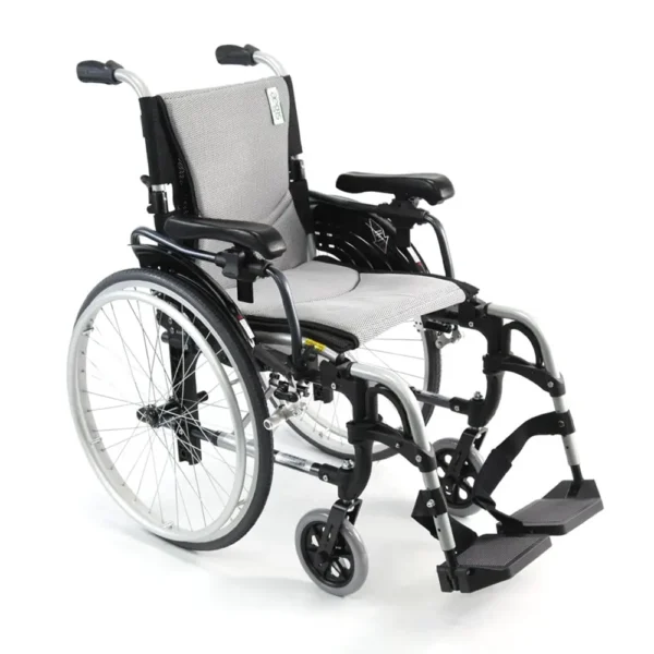 Karman Ergonomic S-305Q Wheelchair with lightweight aluminum frame, ergonomic S-shaped seat, and adjustable armrests for daily mobility.
