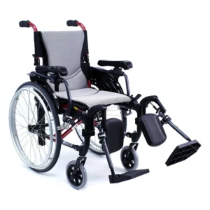 Karman Ergonomic S-305Q Wheelchair with lightweight aluminum frame, ergonomic S-shaped seat, and adjustable armrests for daily mobility.
