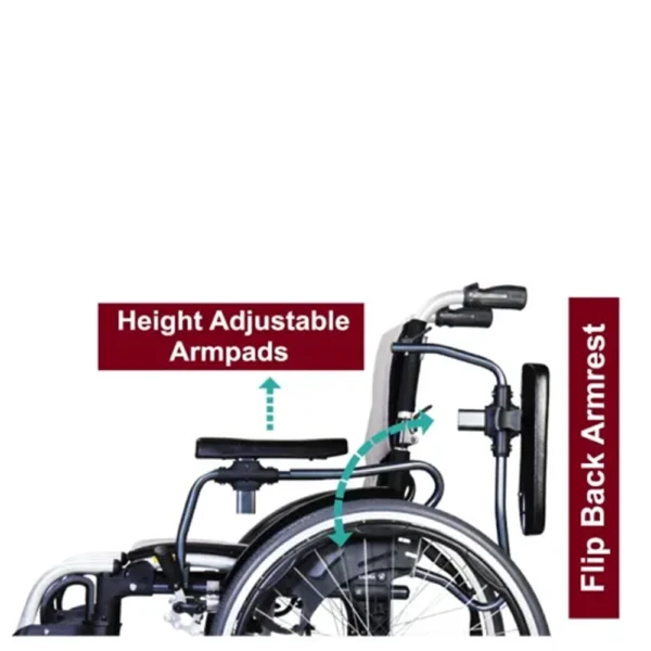 Karman Ergonomic S-305Q Wheelchair with lightweight aluminum frame, ergonomic S-shaped seat, and adjustable armrests for daily mobility.