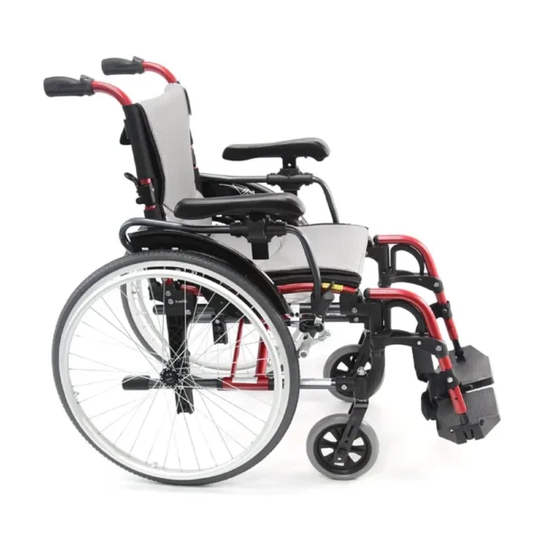 Karman Ergonomic S-305Q Wheelchair with lightweight aluminum frame, ergonomic S-shaped seat, and adjustable armrests for daily mobility.