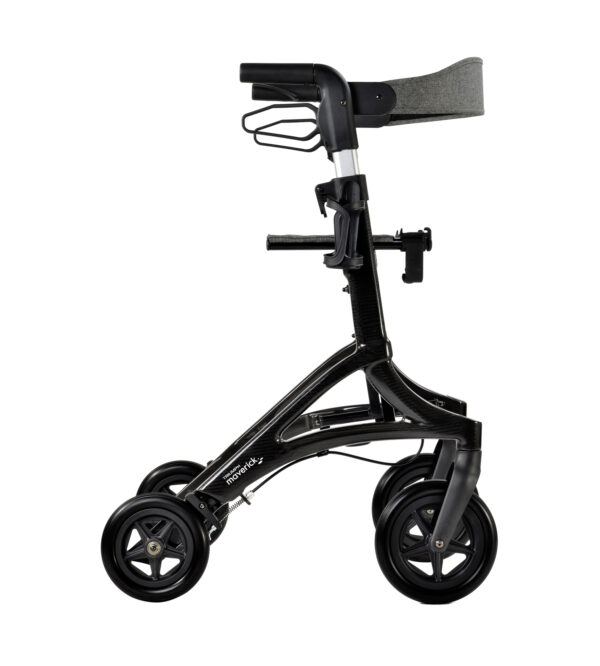 Triumph Maverick Rollator with a lightweight frame, ergonomic handles, and built-in seat, designed for easy mobility and comfortable rest.