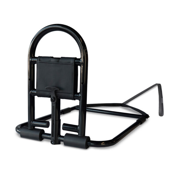 Stander Prime Safety Bed Handle attached to a bed, providing secure, compact support for safe bed transitions.