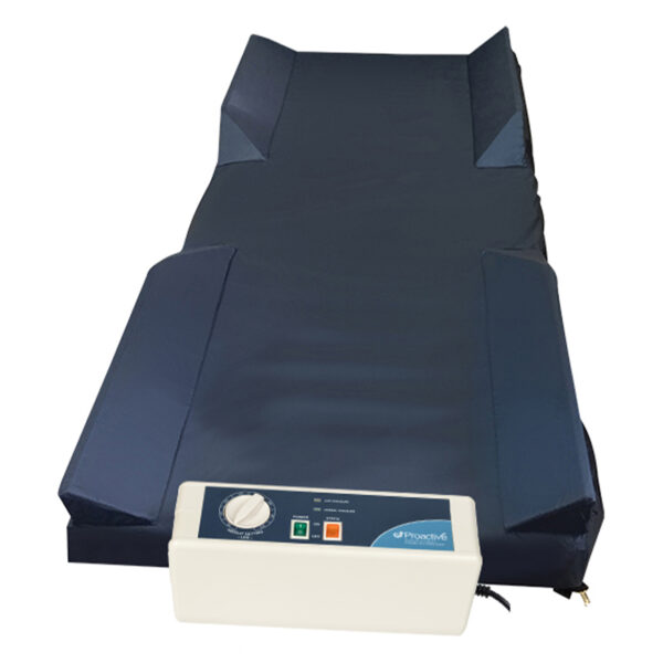 Protekt Aire 3000 air mattress with 20 air bladders, durable nylon cover, and a quiet pump for advanced pressure relief and ulcer treatment.