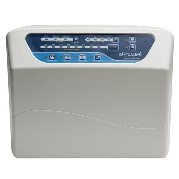Protekt® Aire 6000 Air Mattress with deluxe digital pump, cell-on-cell design, and quilted fluid-resistant cover for pressure ulcer treatment.