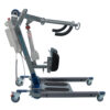 "Protekt Stand Assist Lift with ergonomic knee support, foot pedal base adjustment, and locking casters for safe and efficient patient transfers."