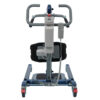 "Protekt Stand Assist Lift with ergonomic knee support, foot pedal base adjustment, and locking casters for safe and efficient patient transfers."