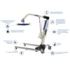 Invacare Reliant 450 Power Patient Lift with ergonomic handles and electric operation, designed for safe, comfortable patient transfers.