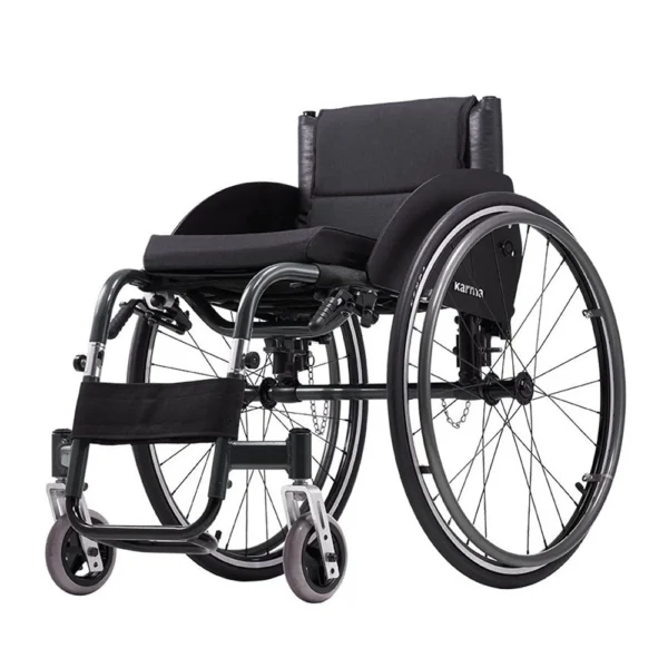 Karman S-ERGO ATX Wheelchair with lightweight aluminum frame, adjustable ergonomic features, and large wheels for all-terrain mobility.