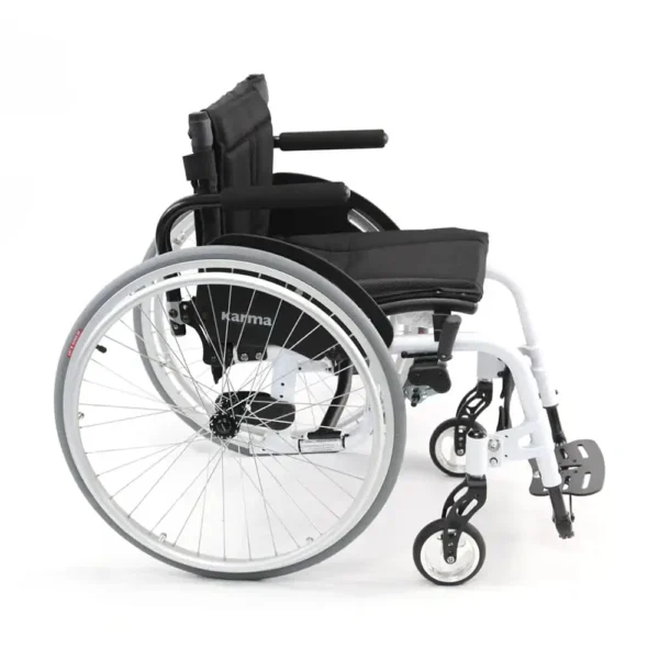Karman S-ERGO ATX Wheelchair with lightweight aluminum frame, adjustable ergonomic features, and large wheels for all-terrain mobility.